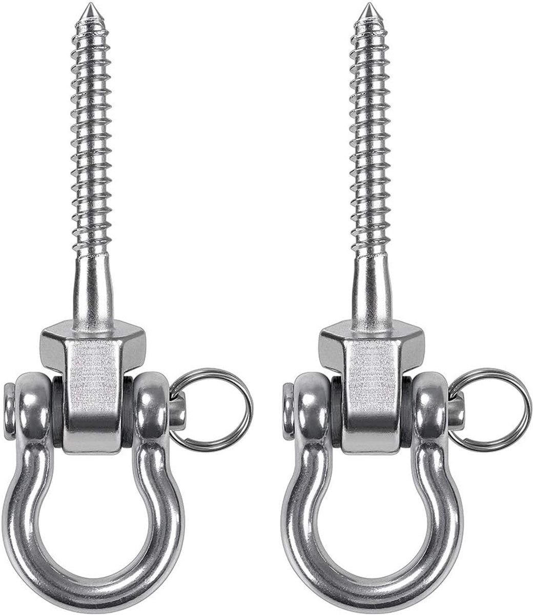 SnelShoppen - 2 Stuks Hangende Schroeven 13cm Hammock Swing Hanger Swivel RVS Montagekit voor Binnen en Buiten - 1800lbs Capaciteit
