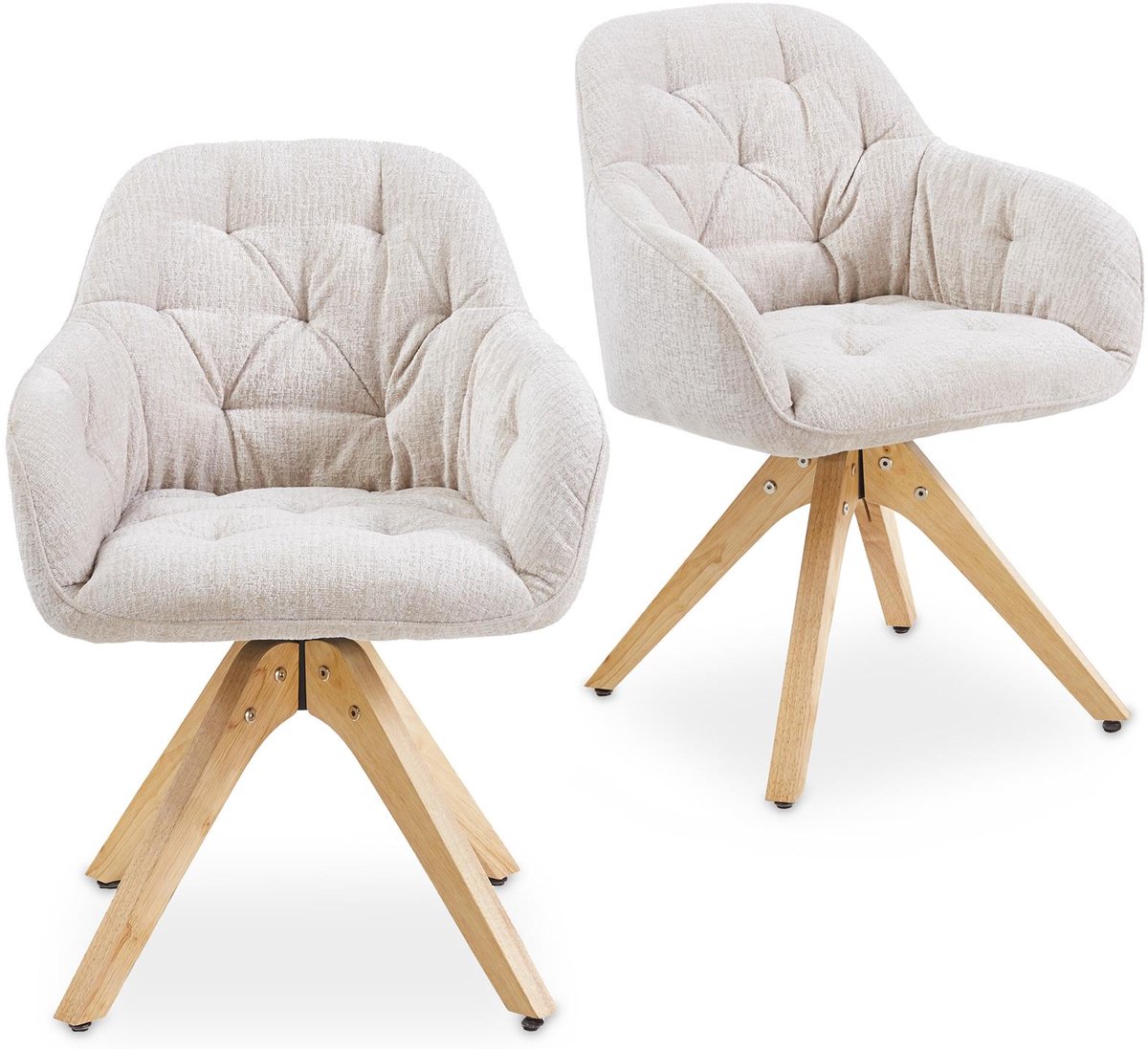 Eetkamerstoelen SAGA, set van 2, 360° draaibaar – beige