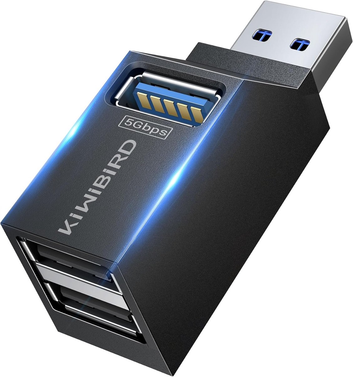SnelShoppen - Mini USB Hub met 3 Poorten, 1 x USB 3.0 & 2 x USB 2.0, USB Splitter Adapter voor Laptop, MacBook, Desktop PC, Verbinding met Flash Drive
