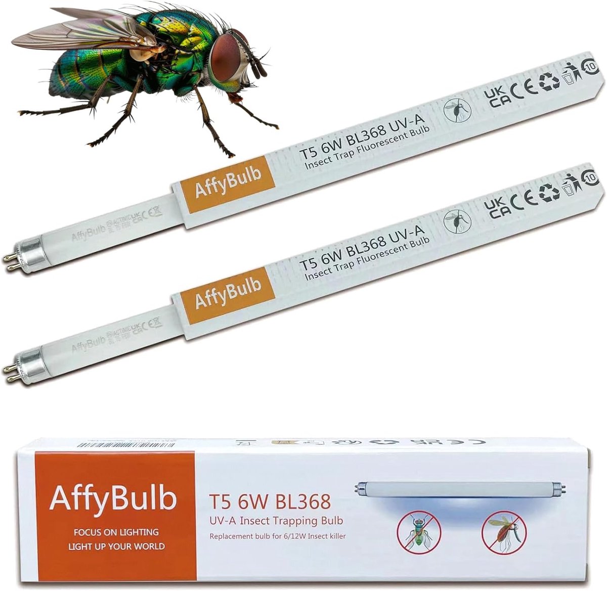 SnelShoppen - 2 x 6W Vervangende T5 UV Lampen voor Muggenlamp en Elektrische Muggenbestrijders - 22.9 cm Insectenbestrijding