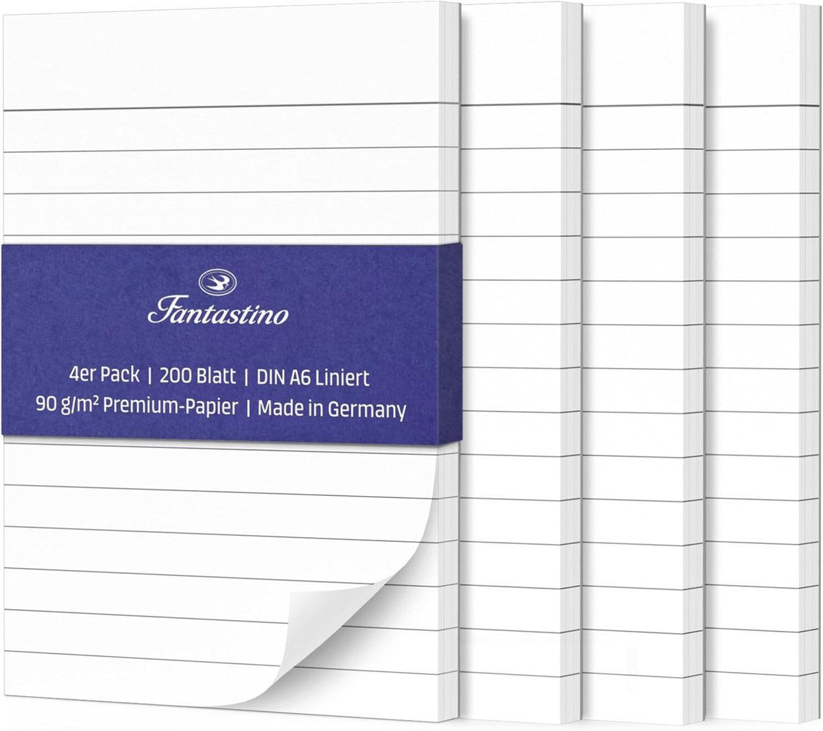 Thijox - Notitieblok A6 Gelinieerd 4-Pack - 200 Vellen - 90 g/m² Premium Papier - Wit - Inktvast en Doordrukbestendig - Perfect voor Kantoor, School,