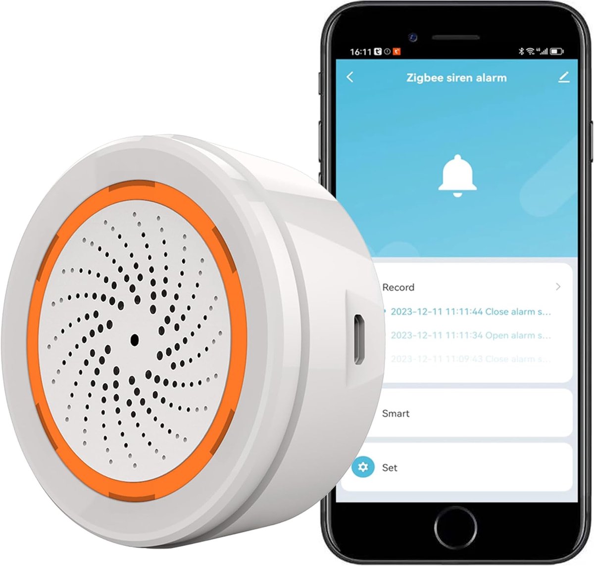 SnelShoppen - Zigbee Smart Siren Alarm - Draadloos Alarm voor Thuisbeveiliging - App Besturing, Strobe Flash, 100dB Geluid, Tuya Zigbee Hub Vereist, C