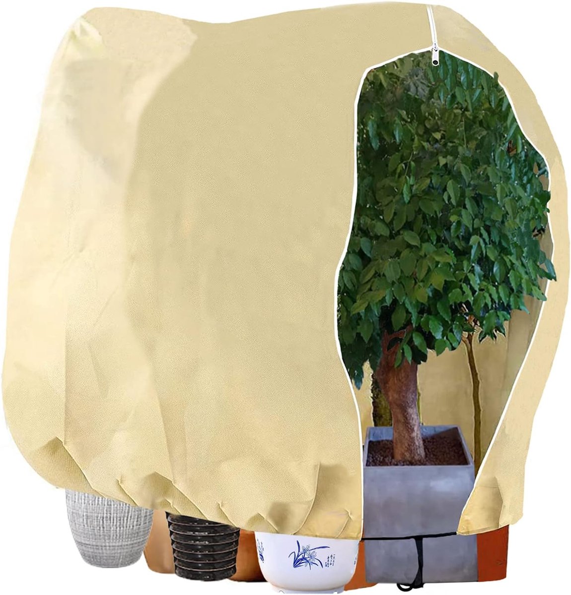 SnelShoppen - Potplantenzak 180x120 cm - Winterbescherming voor Planten - Frostbescherming voor Potplanten - Ademend en Herbruikbaar Nonwoven Materiaa