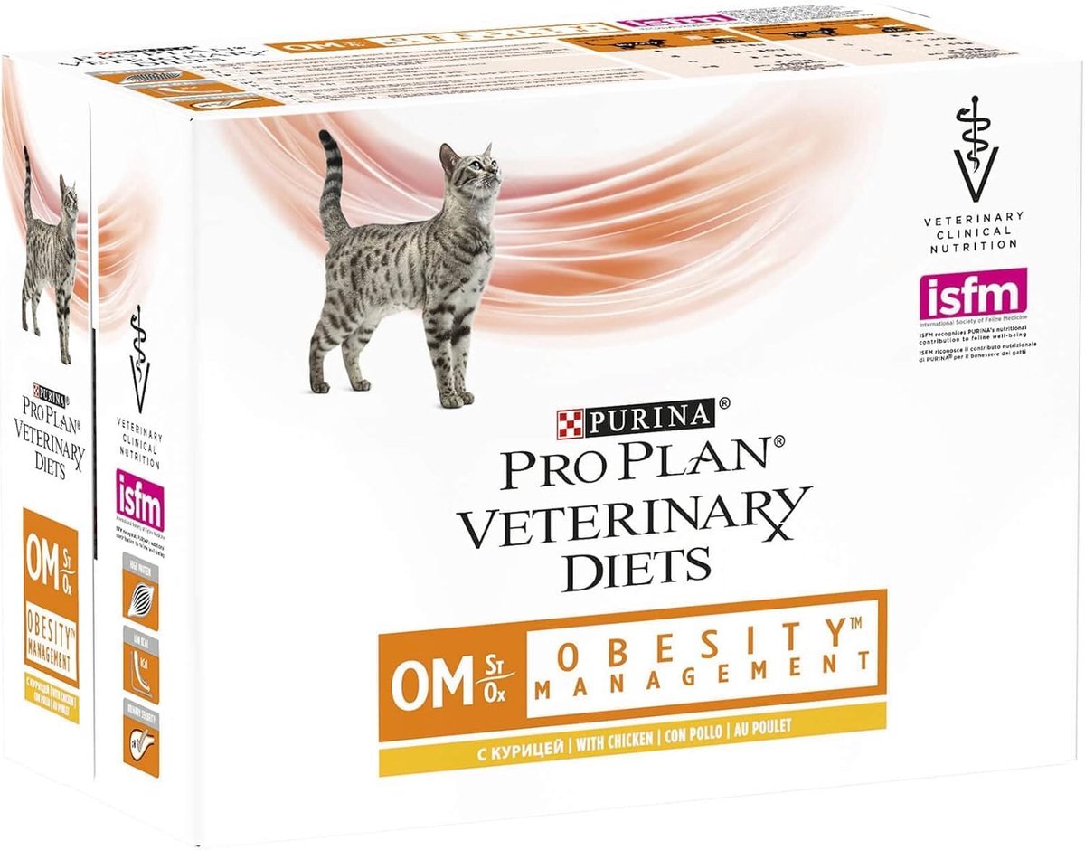 SnelShoppen - Premium Kattenvoer met Kip - Purina PPVD Feline Om - 10 x 85 g - Gewichtsverlies en Ondersteuning van Gezondheid - Ideaal voor Volwassen