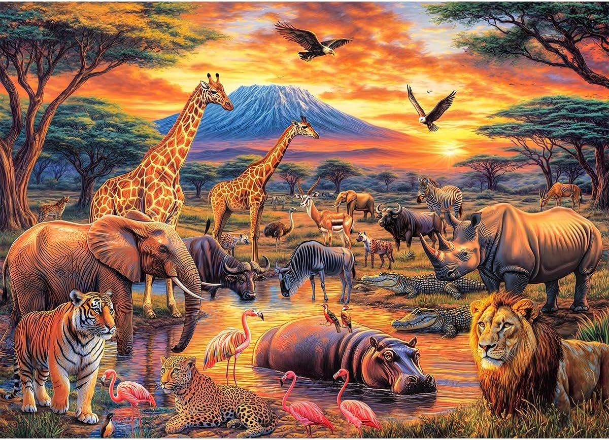 SnelShoppen - 1000-delig Puzzel met Afrikaanse Dieren - Premium Kwaliteit Puzzel voor Volwassenen en Kinderen vanaf 14 Jaar - Creatieve Vrijetijdsbest