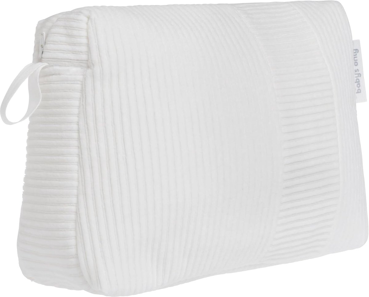SnelShoppen - Toilettas voor Babyaccessoires, Zachte Corduroy, Wit, 25x10x20 cm, Verschoonmat, Verzorging, Compact, Ideaal voor Baby, Kinderen