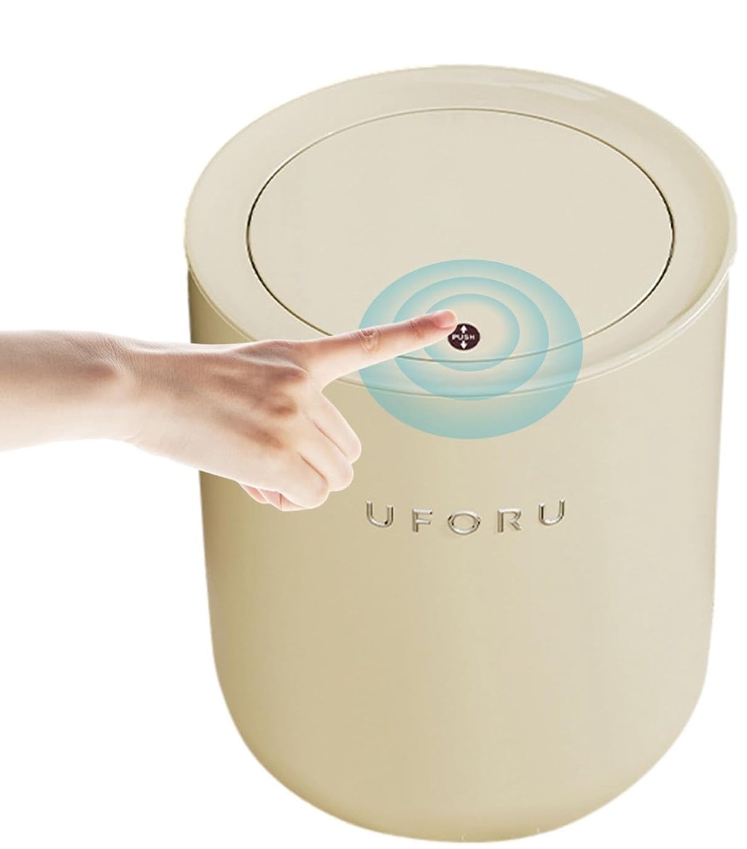 SnelShoppen - Afvalbak Met Deksel 9 Liter - Druk Deksel Prullenbak Voor Keuken, Badkamer, Kantoor, Slaapkamer - Ruimtebesparende Afvalemmer - Ideaal V