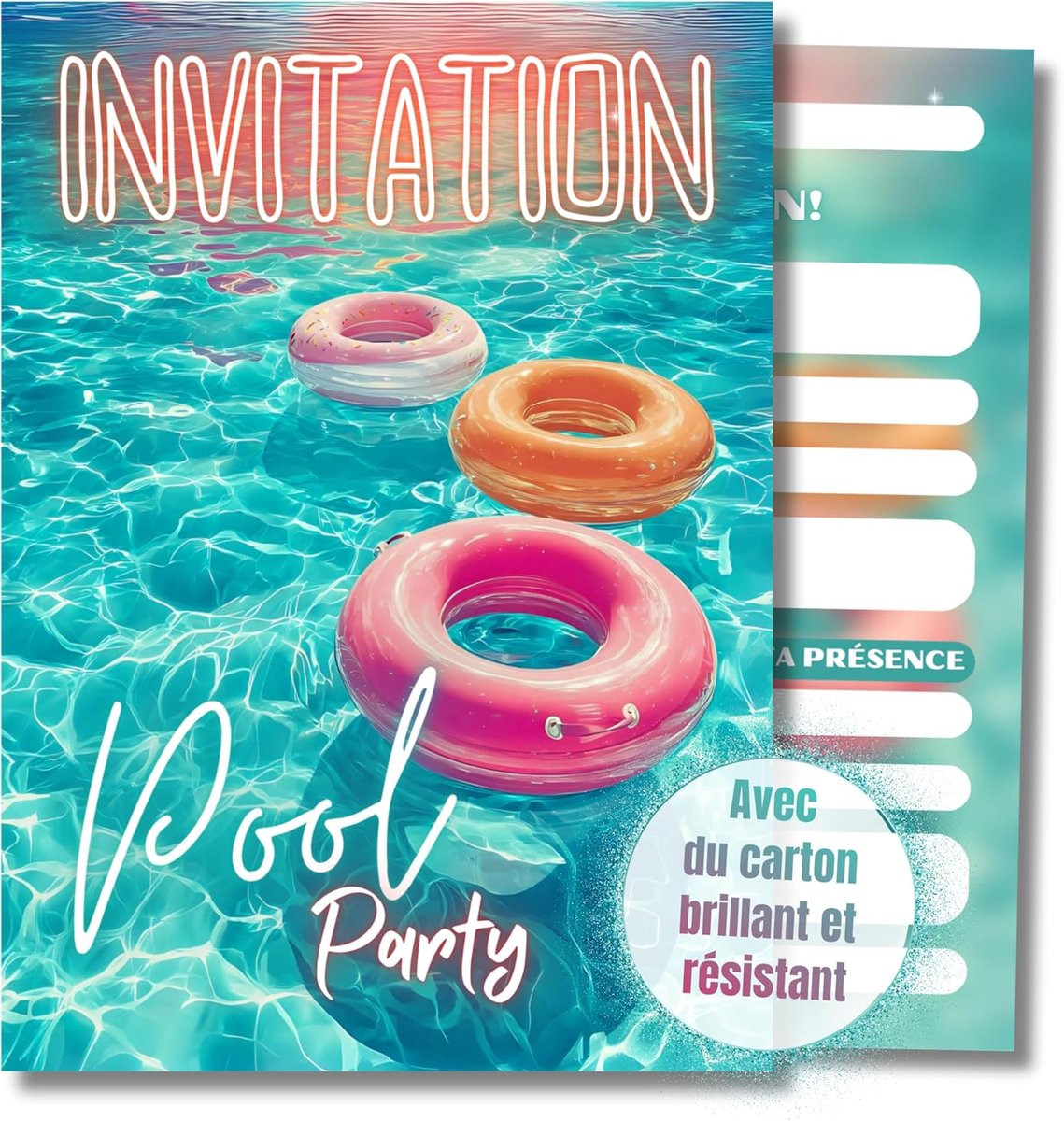 SnelShoppen - 12x HIDEBLOOM Uitnodigingskaarten Pool Party - Verjaardag Kinderen Meisjes & Jongens - DIN A6 - Feest, Zwembad, Zomer, Kinderfeestje
