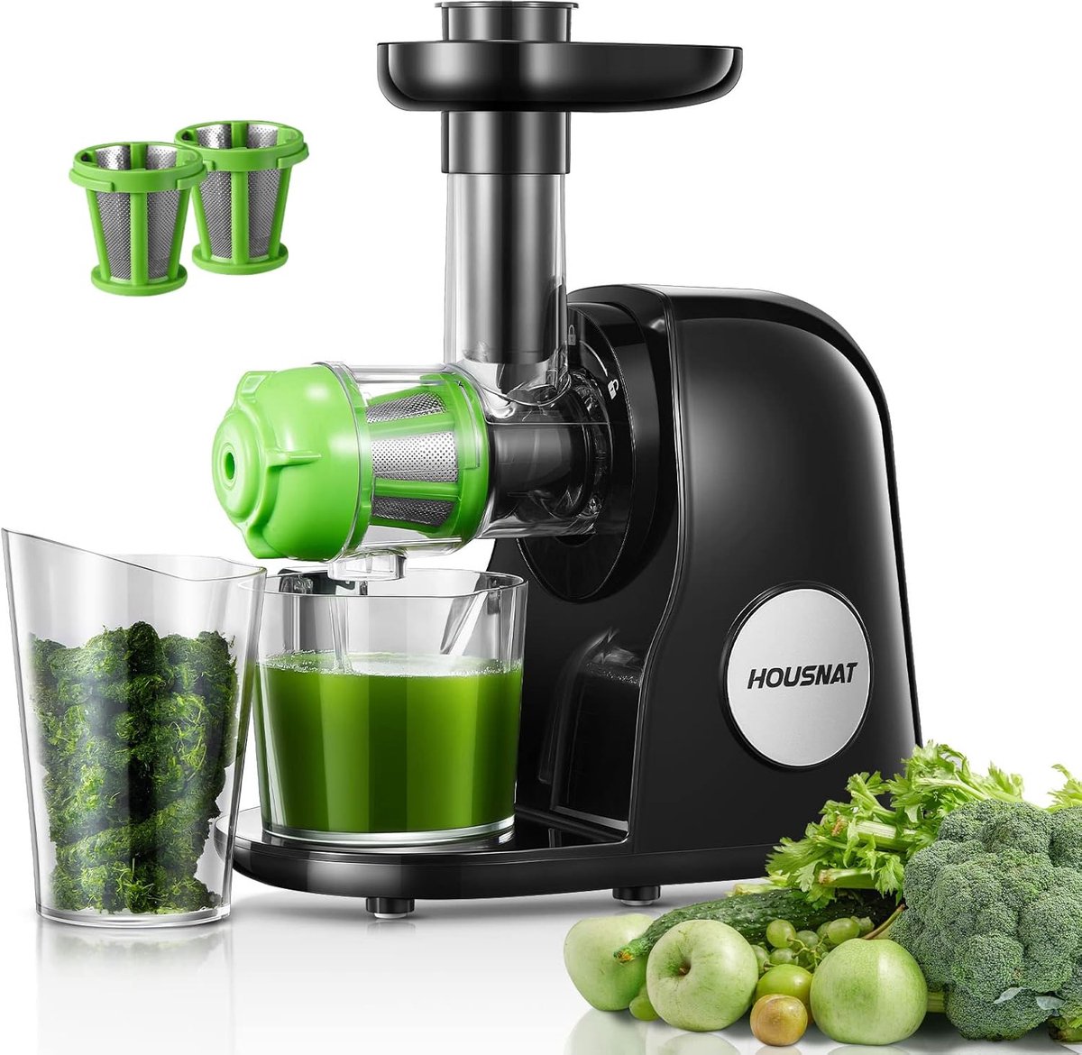 SnelShoppen - Slow Juicer Masticating Sapcentrifuge voor Hele Fruit en Groenten, Professionele Koude Pers Juicer met Stille Motor, Omkeerfunctie, Makk