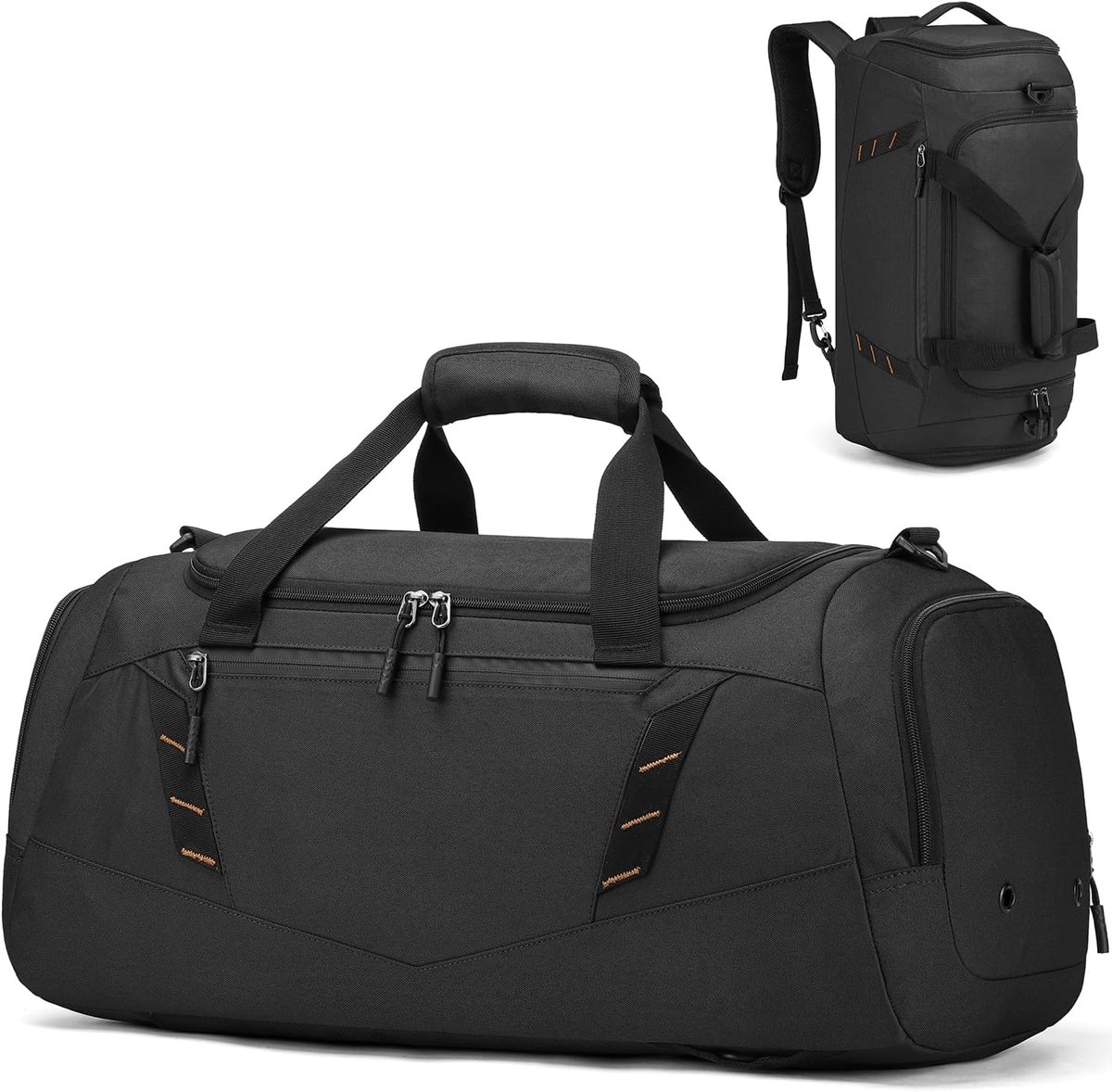 SnelShoppen - Reis Duffle Tas Rugzak voor Heren 40L Sport Gym Tas met Schoenen Compartiment en Rugzakriemen, Zwart, 22in x 11in x 11in - Ideaal voor S
