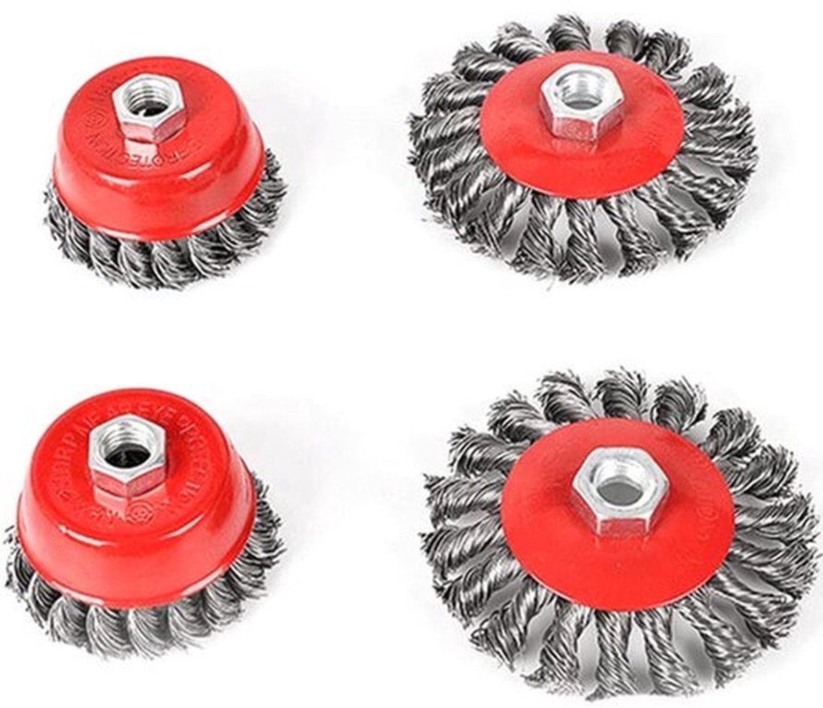 4Pcs Twist Knot Draadborstels Set - 115mm Geschikt voor Haakse Slijper - Robuuste Staalborstels