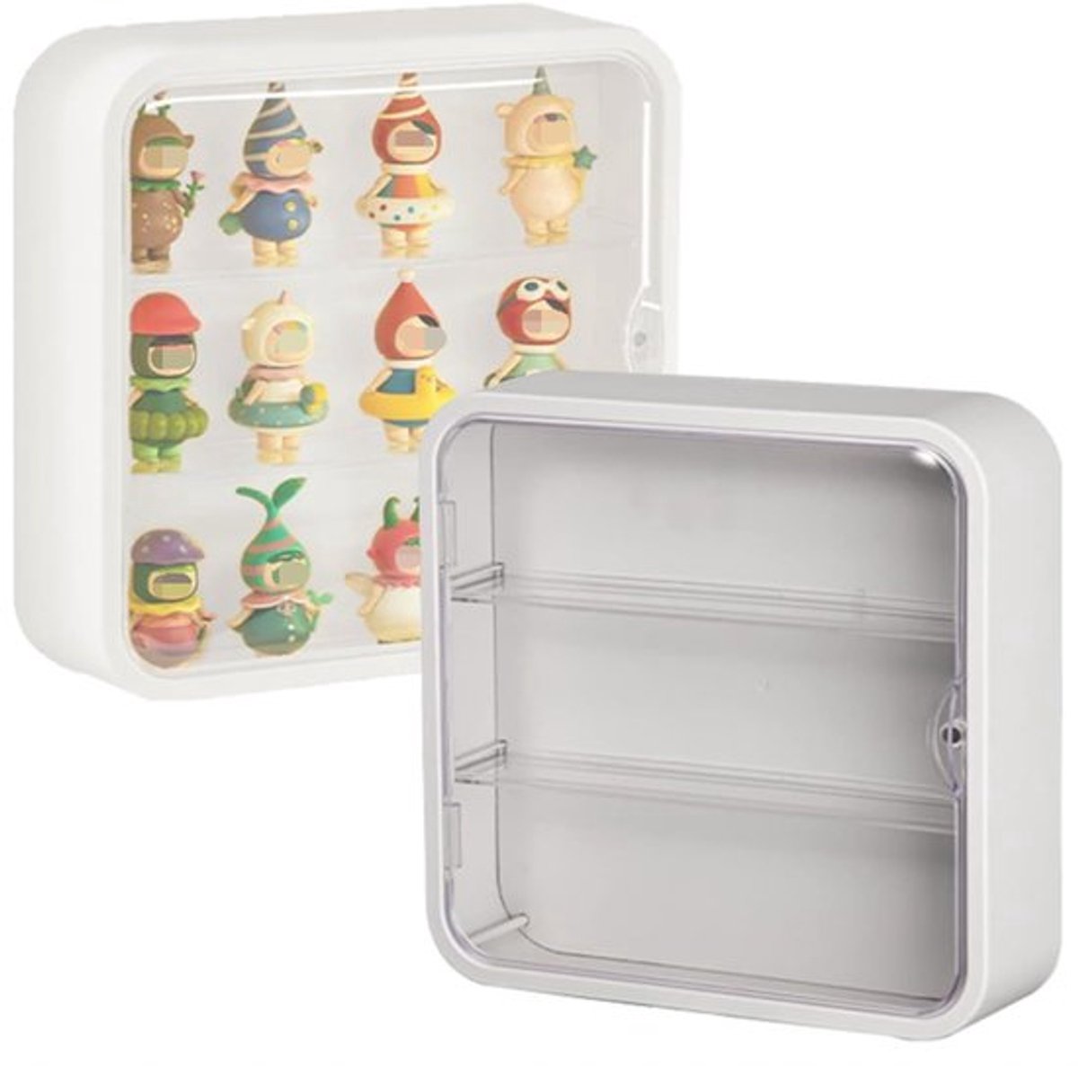 Vitrines voor verzamelaars, hangende vitrines met magnetische deuren, drielaagse transparante acryl vitrines, geschikt voor LEGO minifiguren, speelgoed, miniaturen en verzamelobjecten.