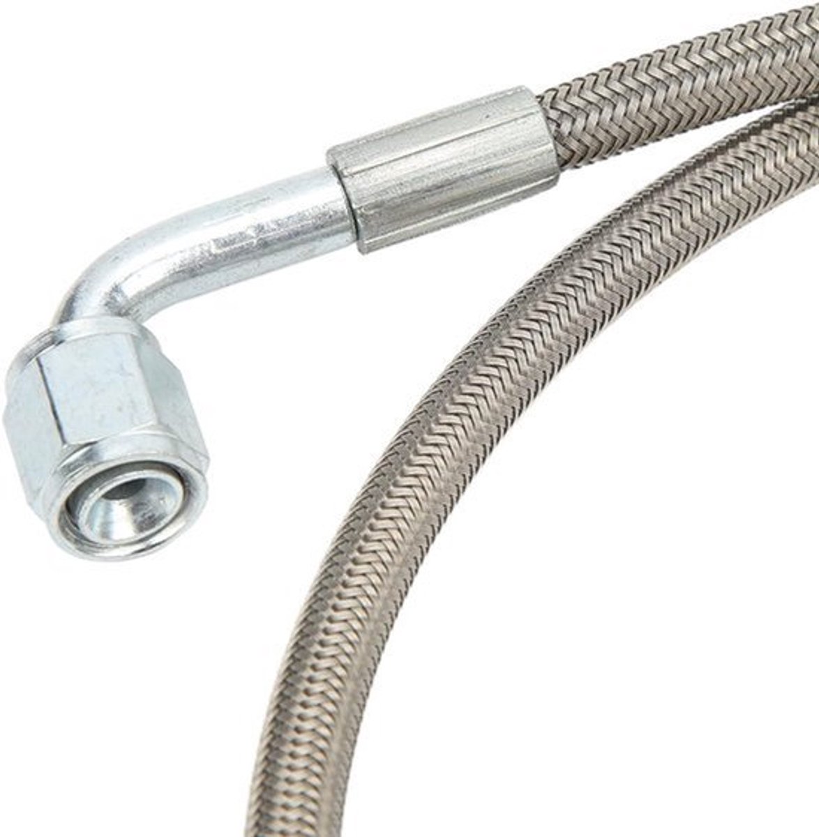 RVS Gevlochten Turbo Olie Aanvoerlijn 4AN - 90 Graden Rechte Slang Eind (TF-1062-AN4) (48 inch)