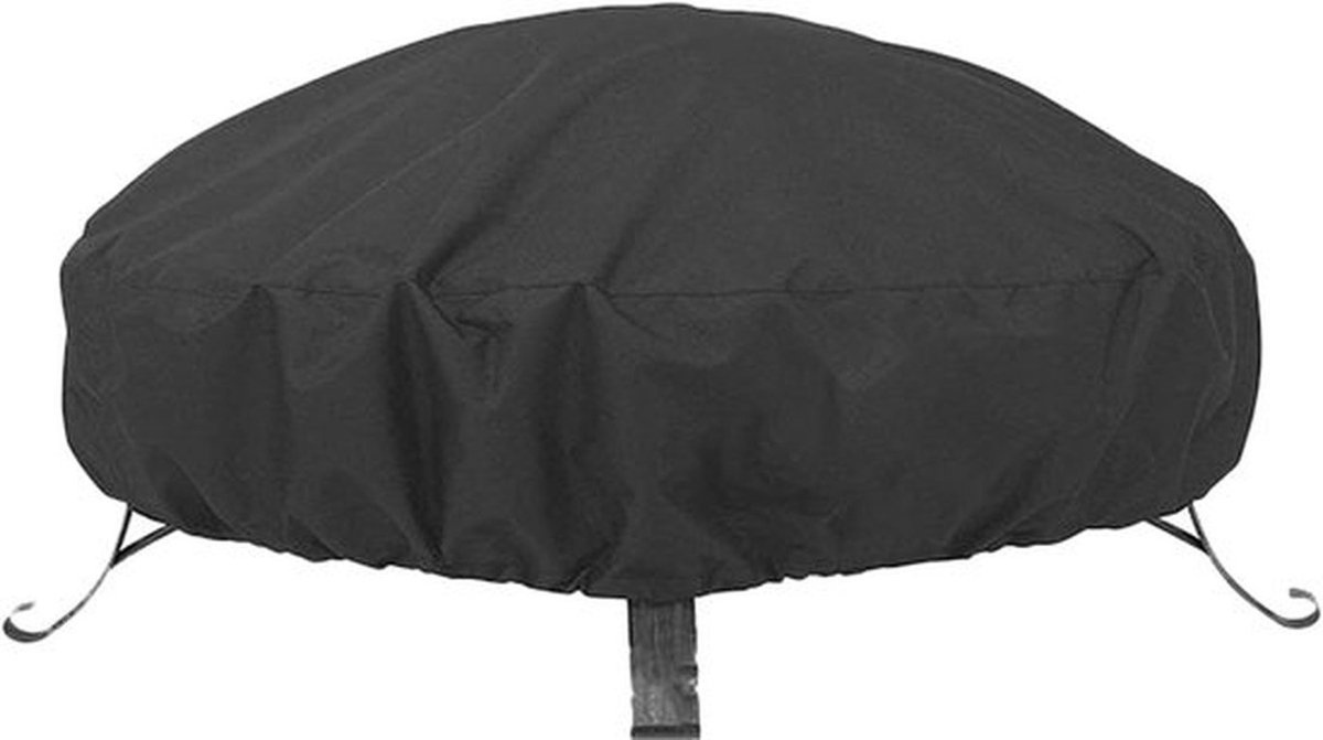 Waterdichte ronde vuurkorfhoes - winddicht UV-bestendig - Bescherming voor tuin, patio en balkon met verstelbaar trekkoord - zwart (120 x 46 cm)