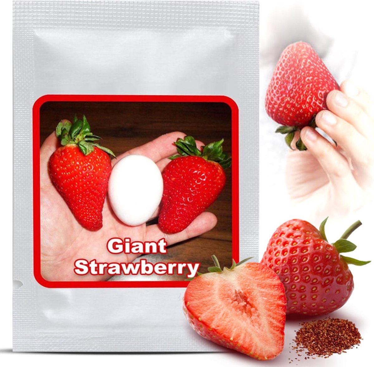 SnelShoppen - Giant Strawberry Seeds (100 Stuks) | Intense Zoete Aroma | Perennial Tuinplant voor een Grootse Oogst | Ideaal voor Tuinliefhebbers