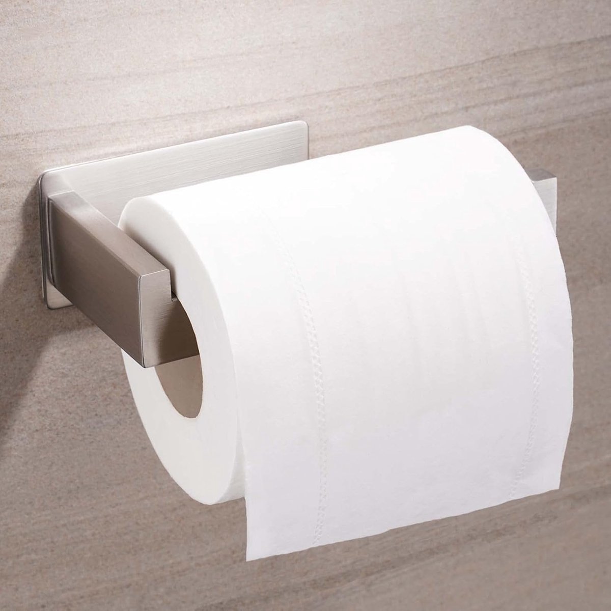 SnelShoppen - Toiletpapierhouder zonder boren - Zelfklevende RVS Toiletrolhouder - Papierhouder voor Keuken en Badkamer - Links Openend Design - Sterk
