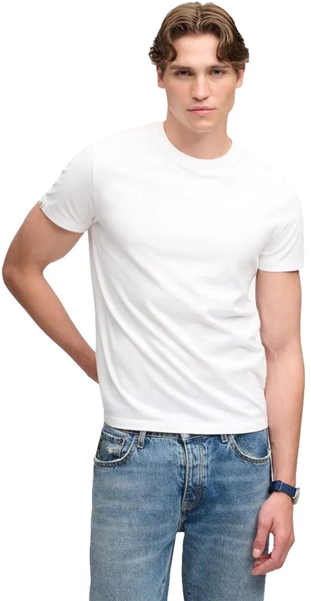 Superdry Essential Serif Logo T-shirt Slanke Pasvorm Heren T-shirts Wit
