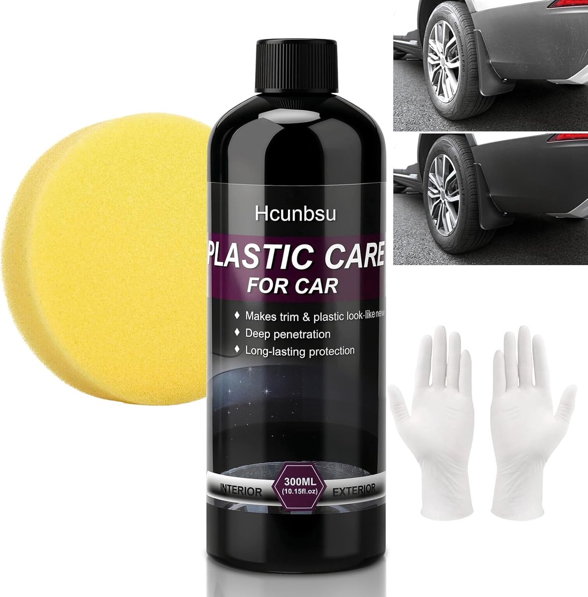 SnelShoppen - Plastic Care Car 300 ml - Rubber Care Product voor Auto, Motor, Truck & Cockpit - Intensieve Kleurherstel voor Zacht Plastic Buitengebru