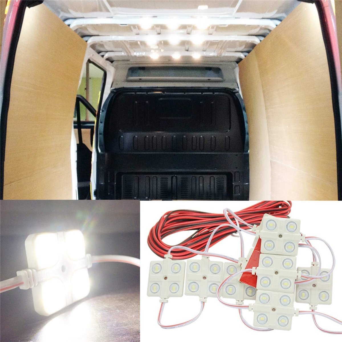 SnelShoppen - 12V LED Lichtstrip voor Bus, Caravan, Van, Truck, Motorhome en Boot met Aan/Uit Schakelaar - 10 x 4 LEDs - Duurzaam en Milieuvriendelijk
