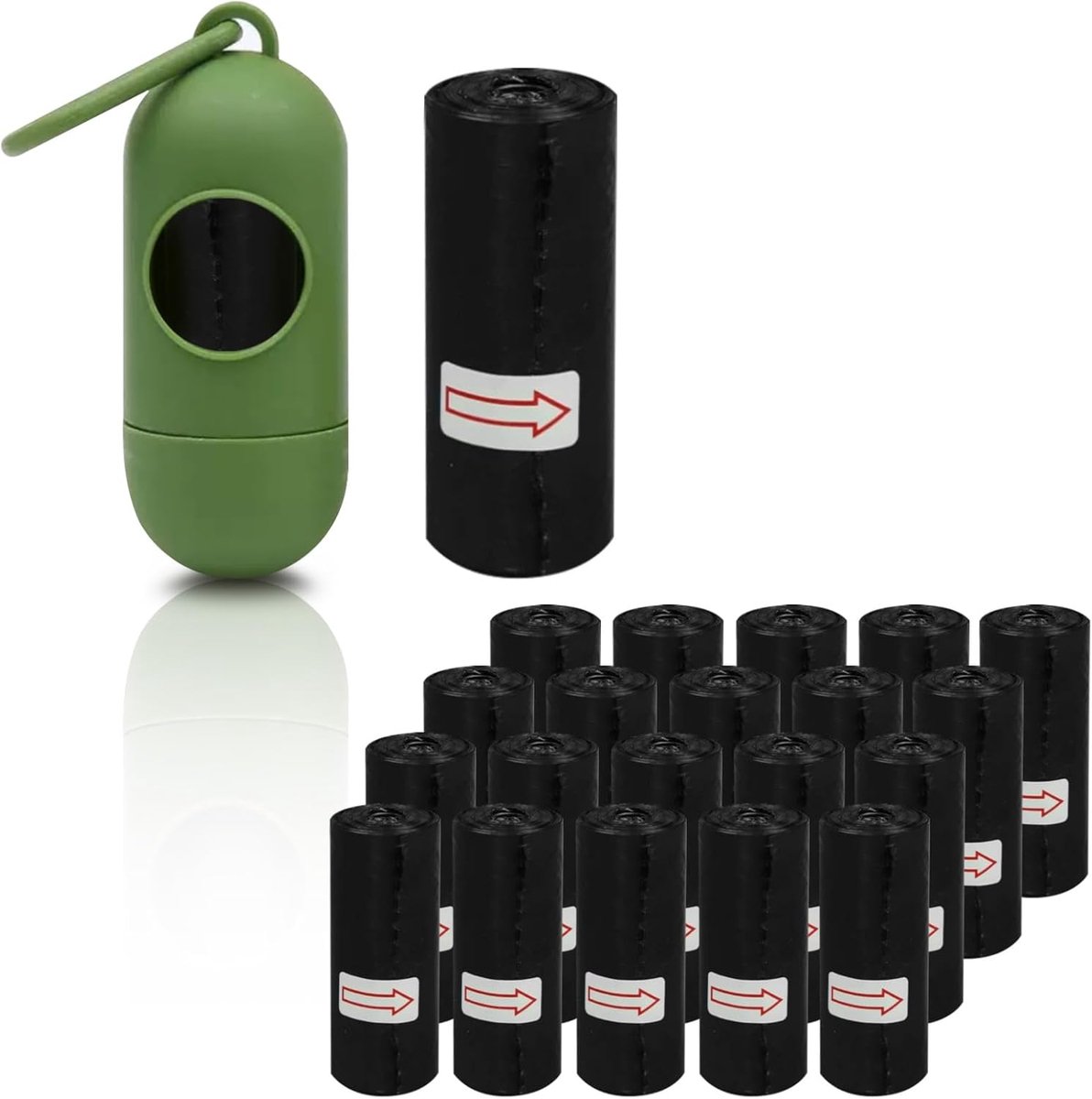 SnelShoppen - 300 Biologische Hondenpoepzakjes met Dispenser en Clip, Extra Dikke Lekvrije Poepzakken van Maïszetmeel (15 Rollen), Zwart