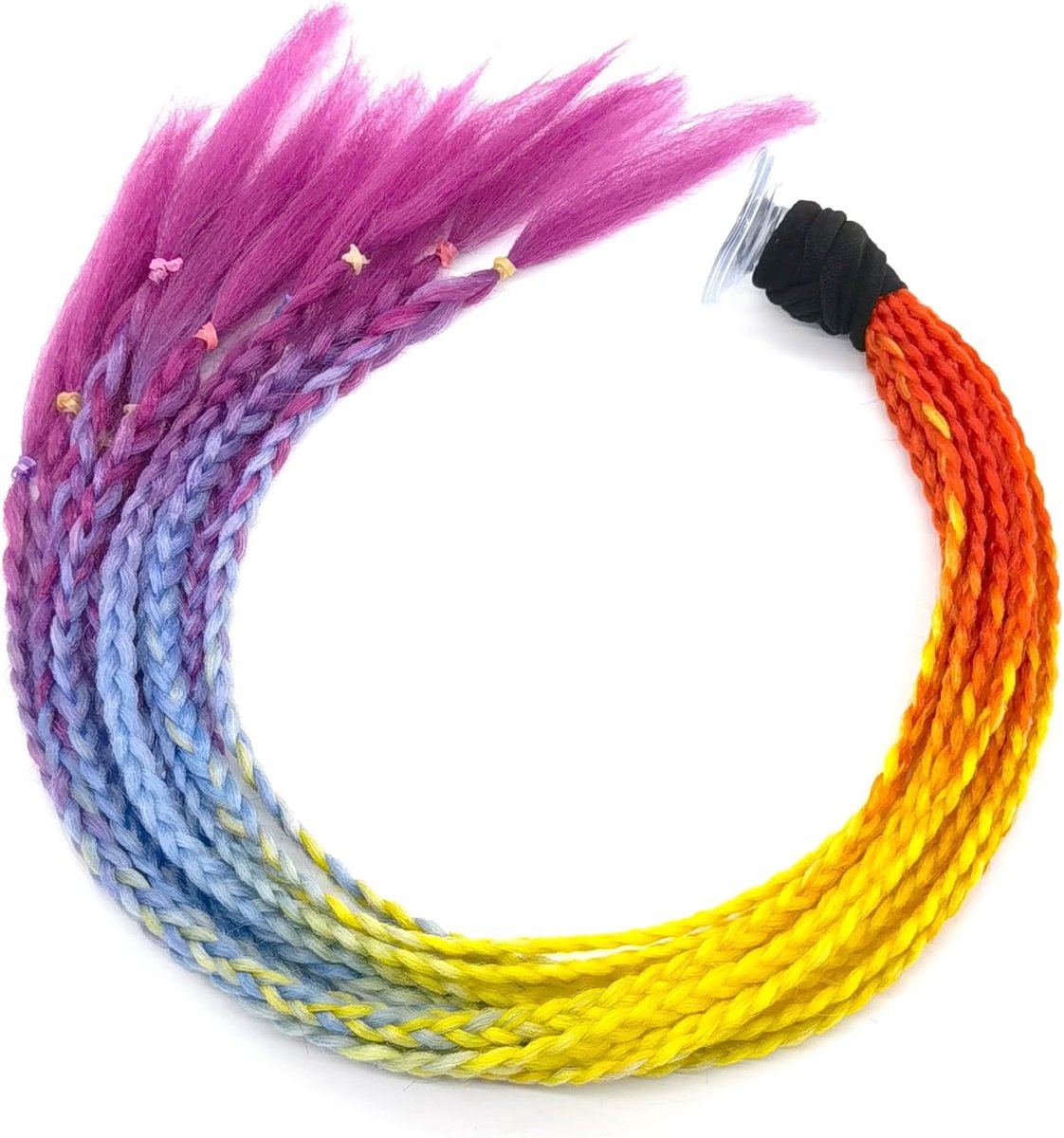 SnelShoppen - Motorcycle Helmet Ponytail Accessoire met 12 Kleine Vlechten - 60cm Lange Braided Pigtails voor Fietsen, Motorrijden, Scooter, Hoog Temp