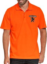 Oranje supporter poloshirt / polo shirt Holland met zwarte leeuw oranje heren - Koningsdag kleding/ shirts 2XL