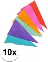 10x Papieren vlaggenlijn veelkleurig 10 meter - Feestversiering - Slingers
