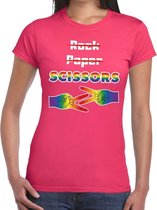Gaypride Rock Paper Scissors t-shirt - roze lesbo shirt voor dames - Gay pride M