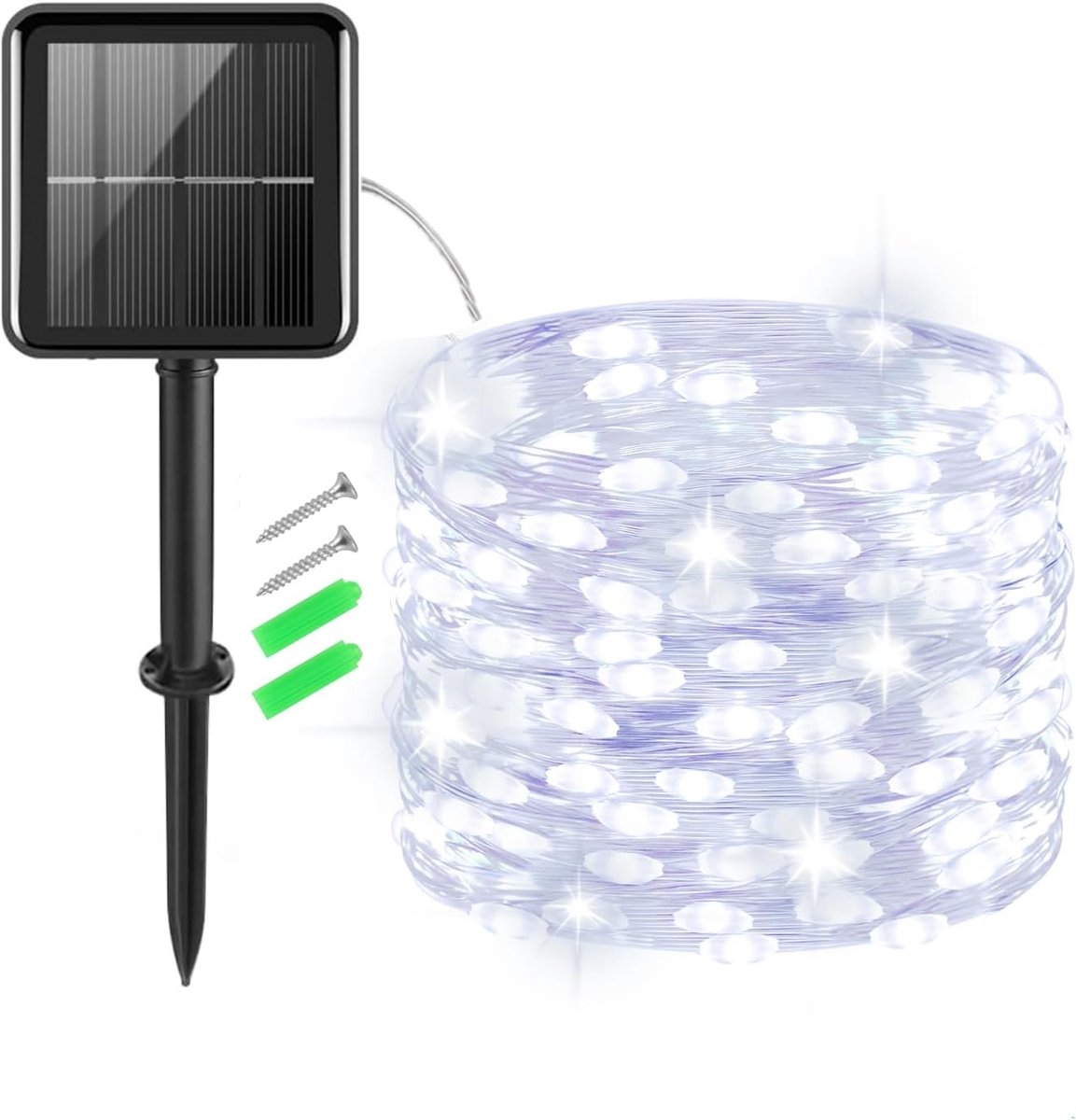 SnelShoppen - Solar Fairy Lights Buiten 5m 50 LED 8 Modi IP65 Waterproof Sfeerverlichting Tuin Patio Balkon Binnen Buiten Decoratie Koud Wit