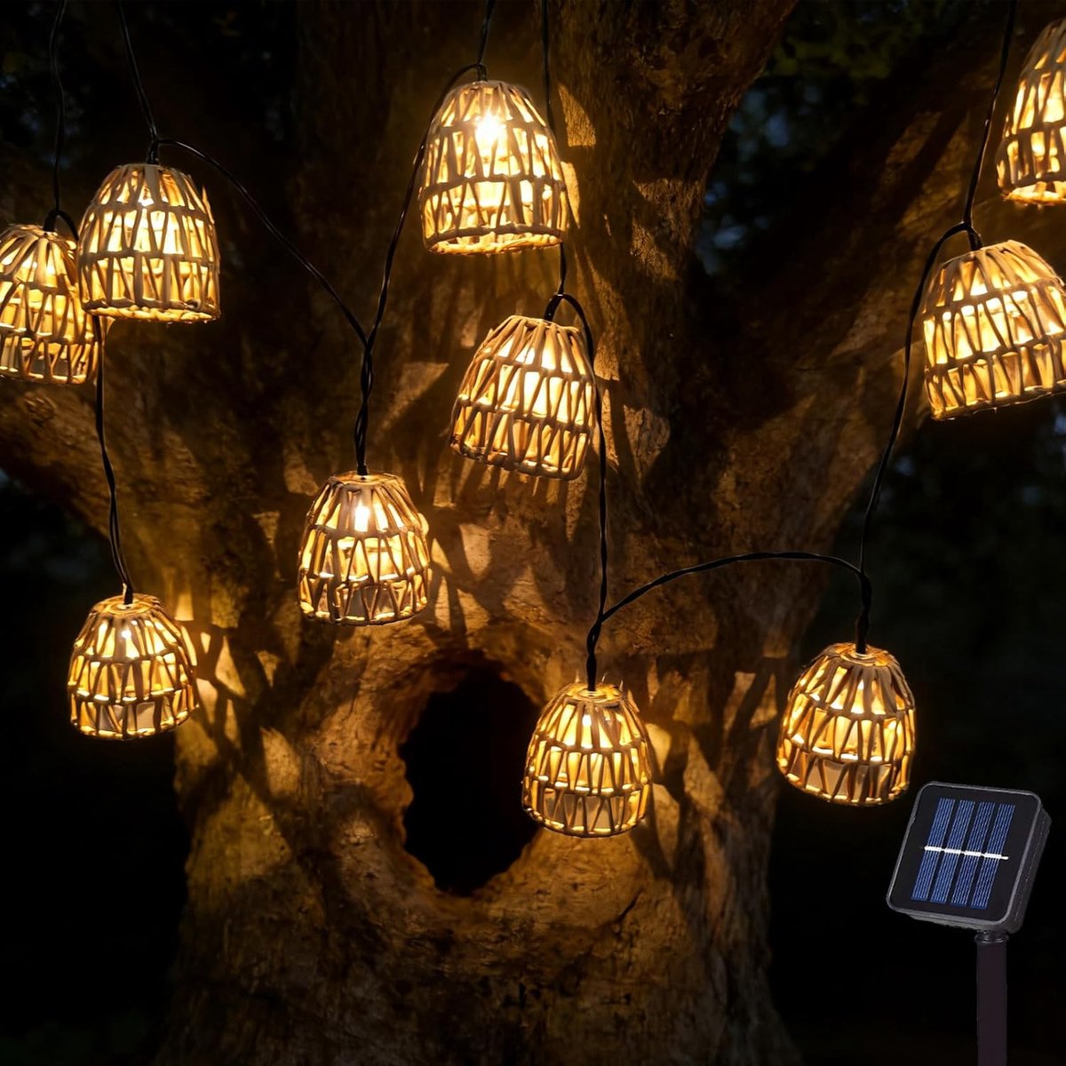 SnelShoppen - Solar Fairy Lights Buiten 3.6 m LED Sfeerverlichting voor Tuin, Balkon, Feest, Camping - 10 Lampjes met Warme Gloed - Decoratieve Solar