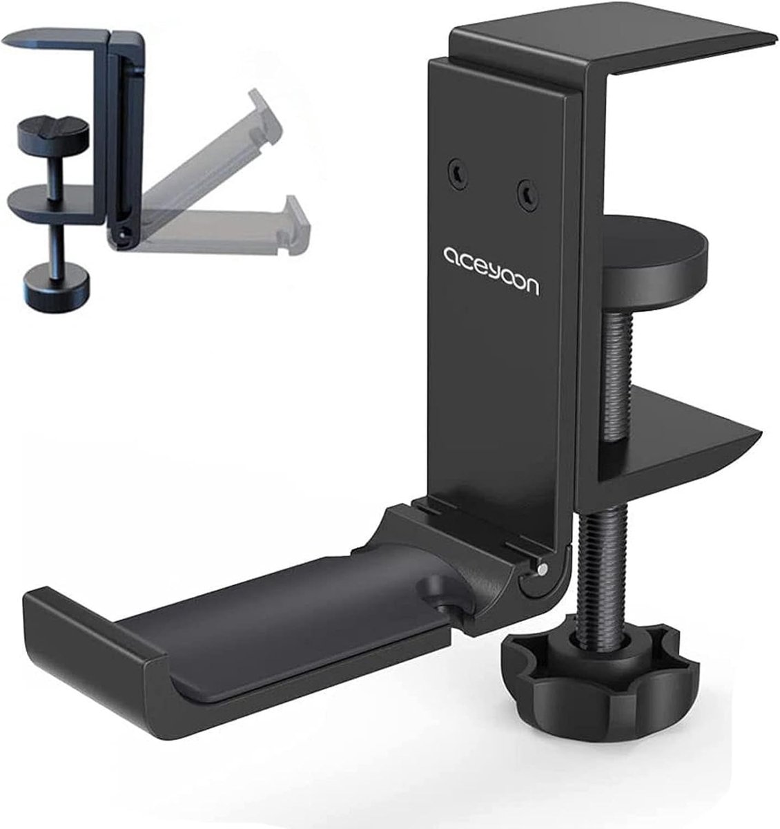 SnelShoppen - Multifunctionele Opvouwbare Koptelefoonstandaard voor VR-headset - Aluminium & Siliconen - Onder Tafelmontage - Verstelbare Headsethoude