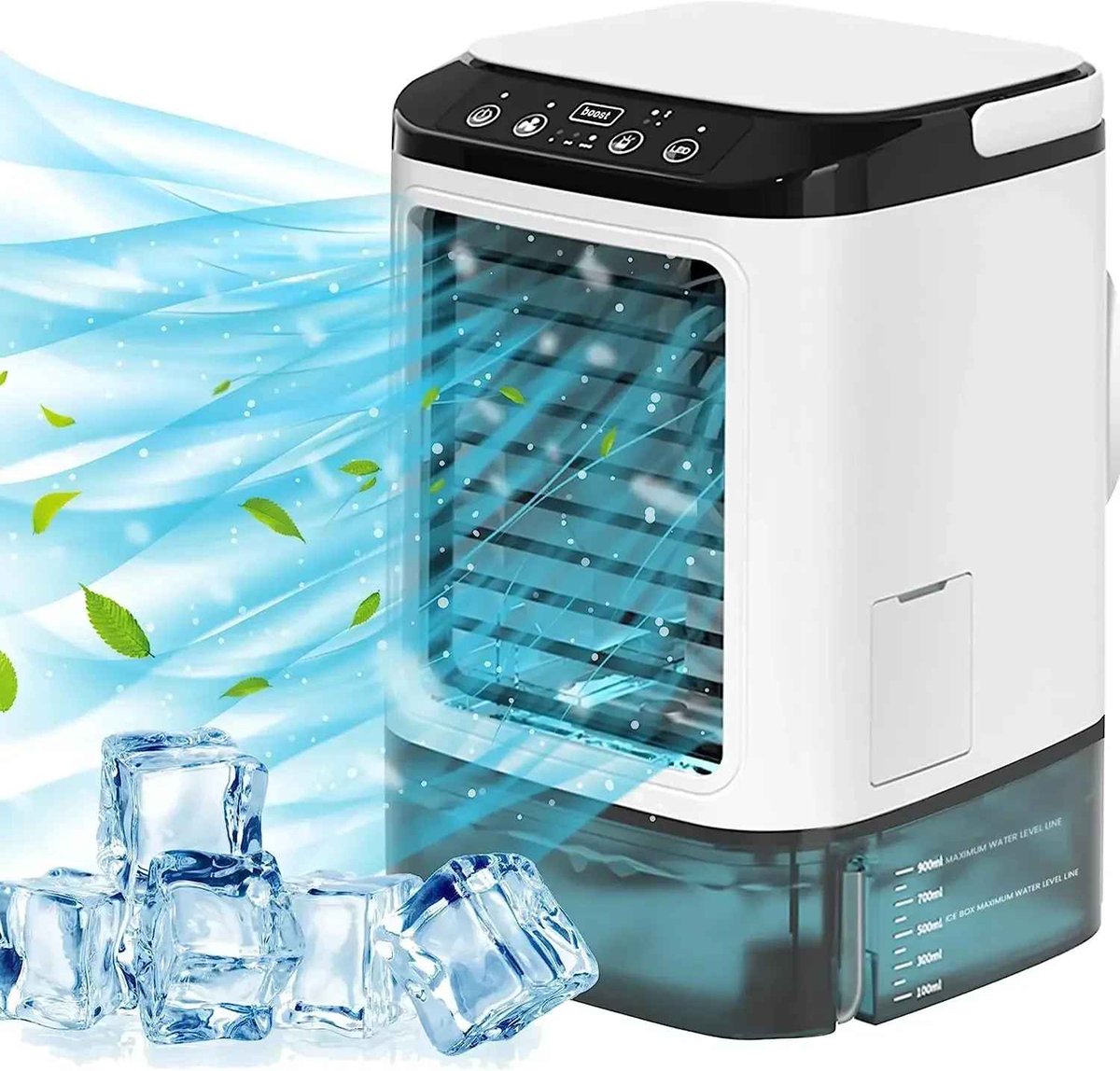 Casa Living Draagbare Luchtverkoeler - USB Mini Aircooler - 900 ml Watertank - 3 Snelheden - Ultrasone Verneveling - Wit