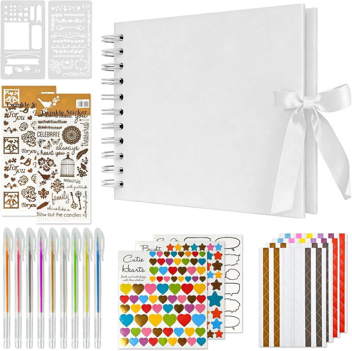SnelShoppen - DIY Foto Album A5 21,5 x 15 cm Scrapbook met 30 Pagina's voor 60 Foto's, Incl. Stickers en Markers, Perfect voor Baby, Bruiloft, Verjaar