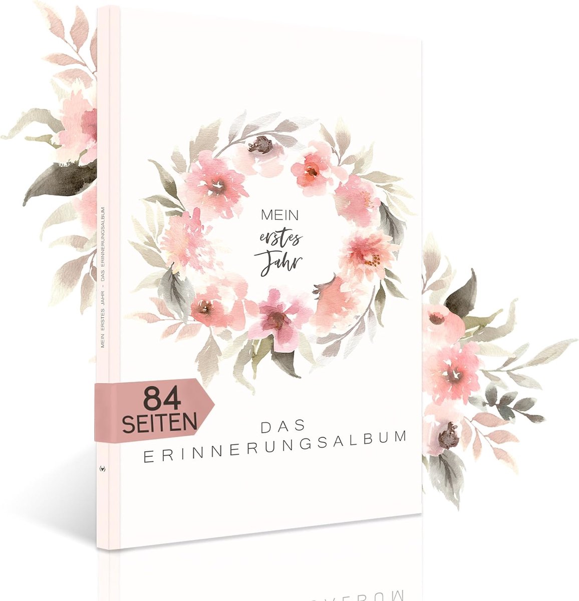 SnelShoppen - My First Year Baby Album - Baby Diary A4 - Herinneringen Boek voor Meisjes & Jongens - Roze Foto Album voor Eerste Jaar - Perfect Kraamc