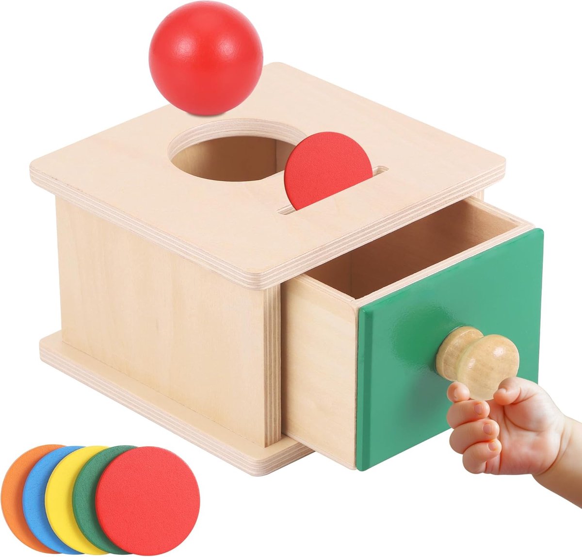 SnelShoppen - Montessori Houten Speelgoed Spaarpot voor Kinderen 1-3 Jaar - Kleurige Stapelbare Vormen, Educatief en Sensorisch Speelgoed