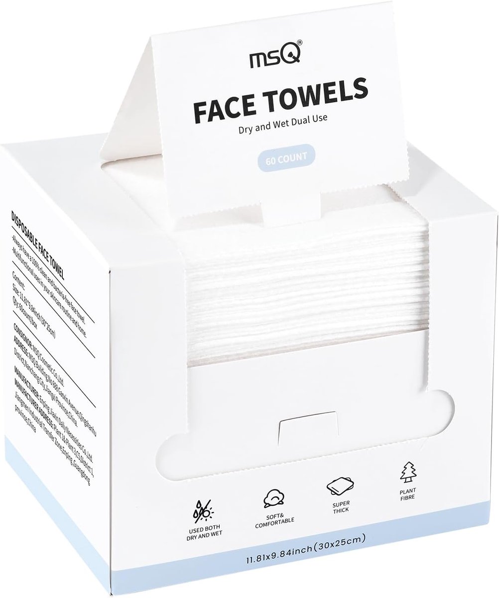 SnelShoppen - Biologisch Afbreekbare Disposable Gezichtsdoeken 25x30 cm - 60 Stuks - Ultra-Zacht, Absorberend, Voor Gevoelige Huid, Babydoekjes, Make-