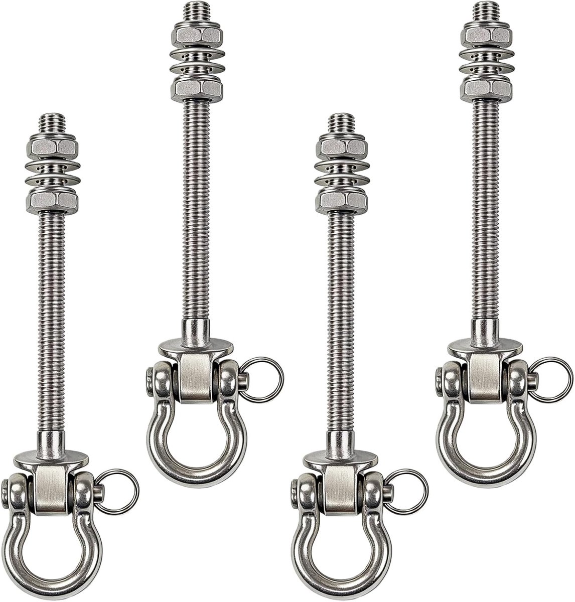 SnelShoppen - 4x Roestvrijstalen Schommelhaken voor Zware Belasting, Robuuste Schommelhangertjes met Kogellagers, Ideaal voor Hangstoelen, Yoga, Hangm