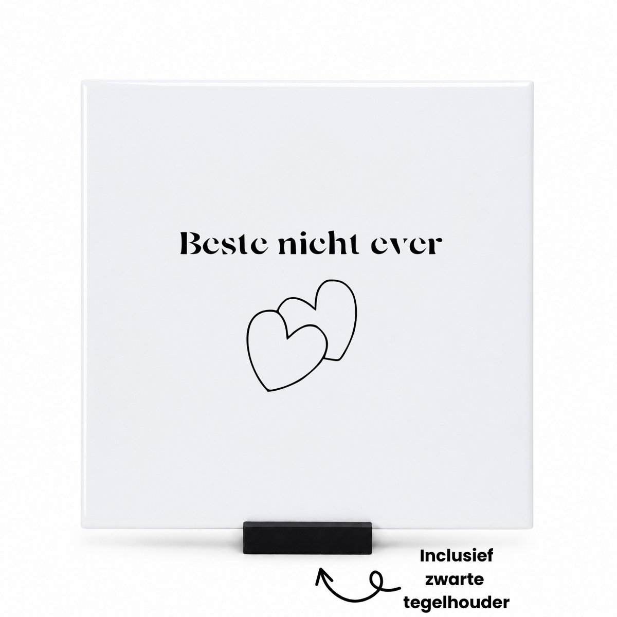 Hacebo Beste nicht ever tegeltje met tegelhouder - Nicht - de liefste nicht - tegeltjes met tekst - Leuk cadeau voor je nicht om te geven - spreuktegels - 15x15 CM Wit