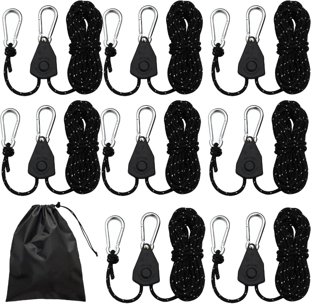 SnelShoppen - Tension Lines Camping Set 8 Stuks Reflecterende Guy Ropes Verstelbare Touwratel 4 m Tension Rope 4 mm Windbestendige Tentkoord voor Tent