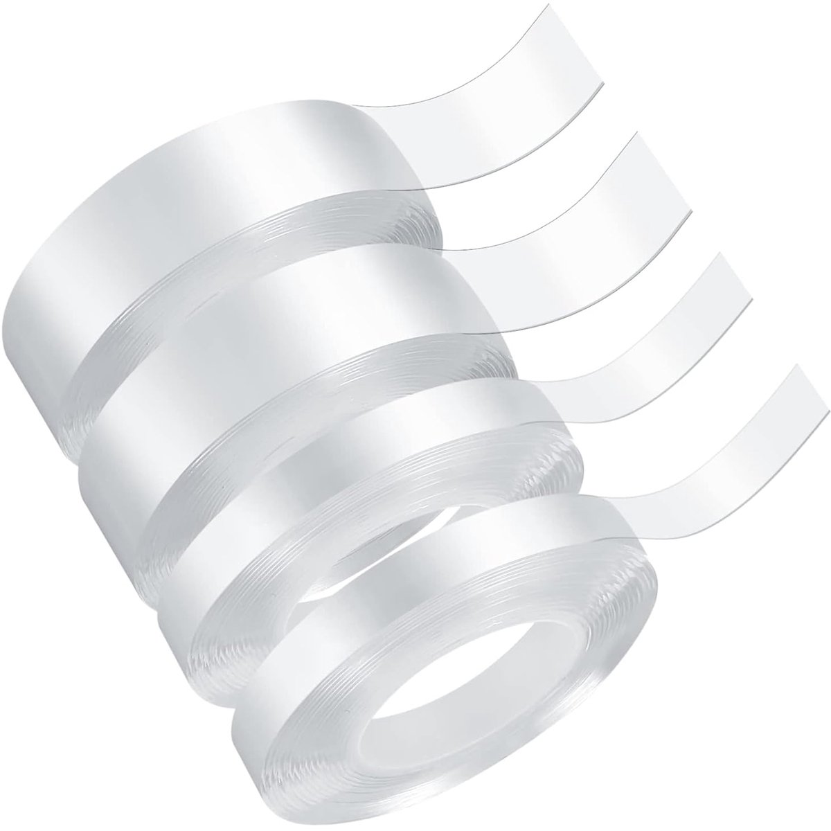 SnelShoppen - 4 Stuks Extra Sterke Dubbelzijdige Tape - Transparante Nano Tape - Herbruikbaar, Verwijderbaar - 1cm x 3m/2cm x 3m - Perfect voor Thuis,