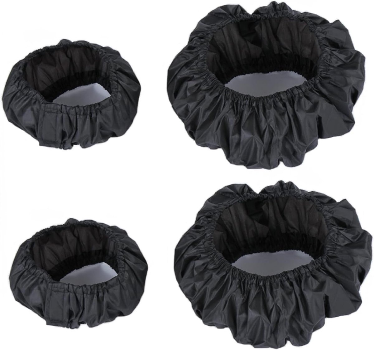 SnelShoppen - Pack van 4 Wielcovers voor Kinderwagens en Fietsen, Beschermende Deksel, Accessoires voor Rolstoelen, Zwart, 2 Maten
