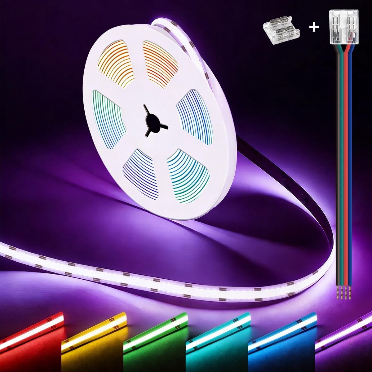 SnelShoppen - LED Strip 24V COB RGB 10m 576 LEDs/m Dimbaar Zelfklevend Multikleur Decoratie voor Huis, Tuin, Feesten en Keuken