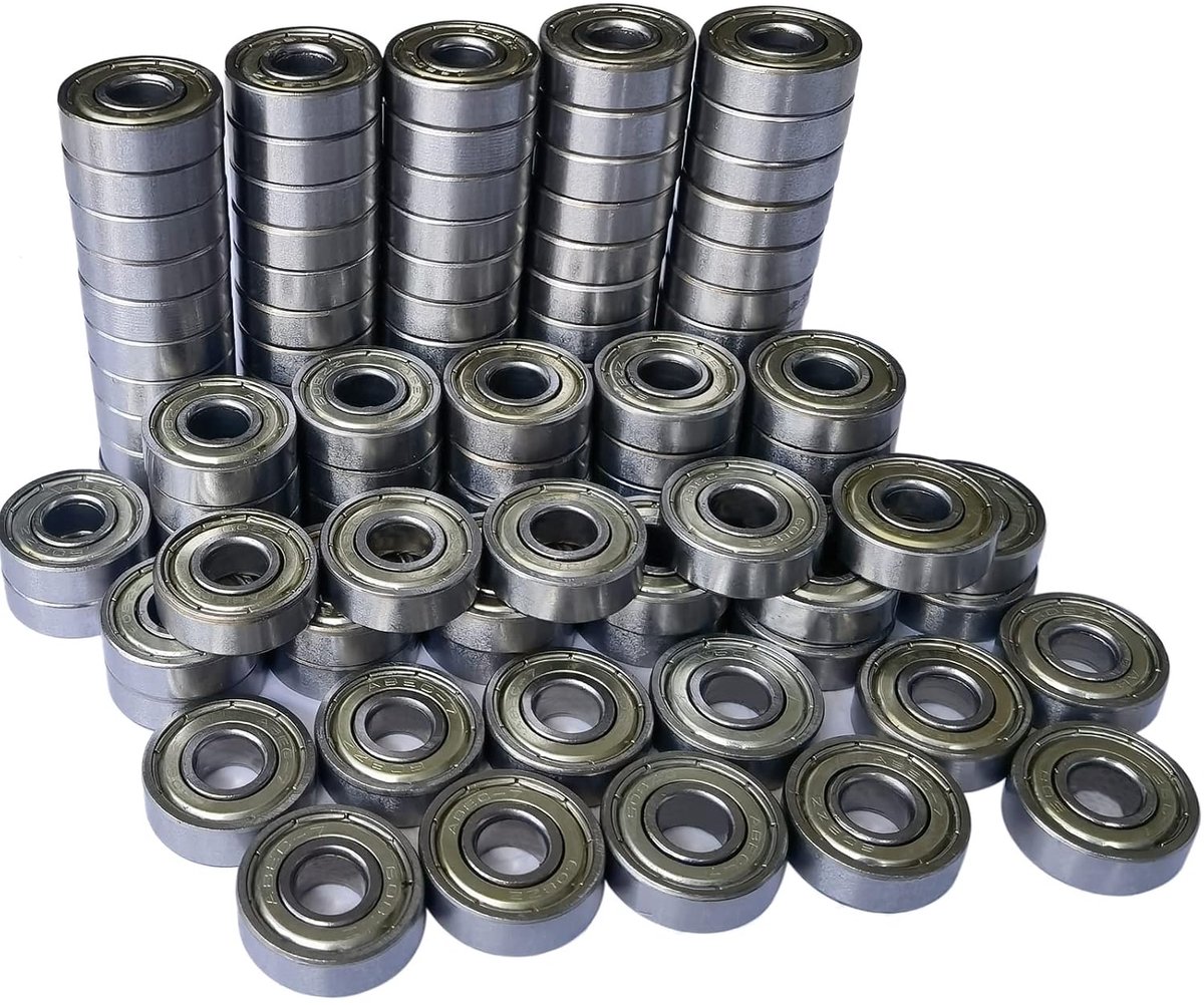 SnelShoppen - 100 Stuks 608-ZZ Kogellagers - Dubbel Metaal Afgedicht Miniatuur Diepe Groef Lagertjes voor Meubelwielen, Skateboards, Inline Skates, Sc