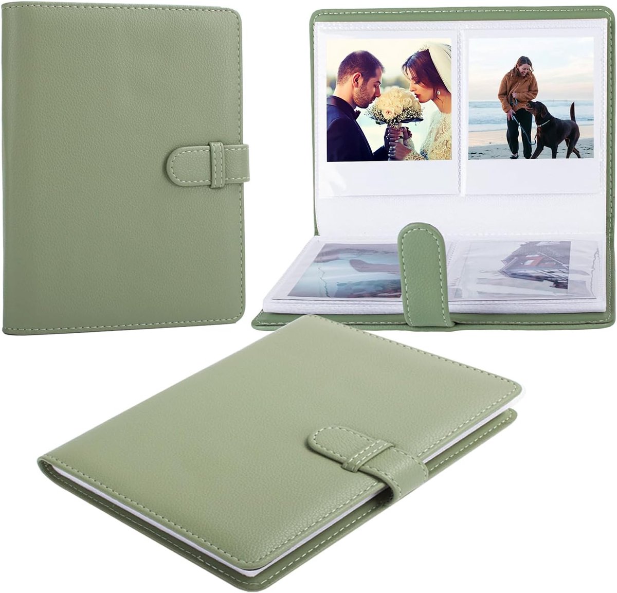 SnelShoppen - Photo Album Boek voor Instax Wide Film 3.5x4.25, 80 Compartimenten Foto Album met Foto Venster, Geschikt voor Instant Camera's - Roze