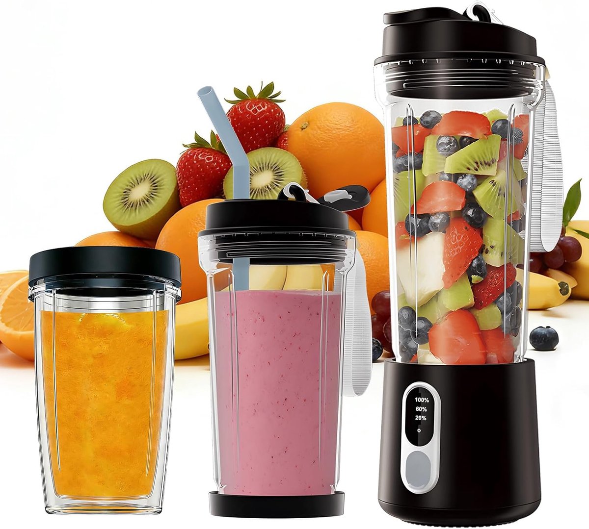 SnelShoppen - Portable Blender voor Smoothies Mini Blender 500ml - 300W Elektrische Juicer - Compacte Blender voor Shakes en Smoothies - Ideaal voor B