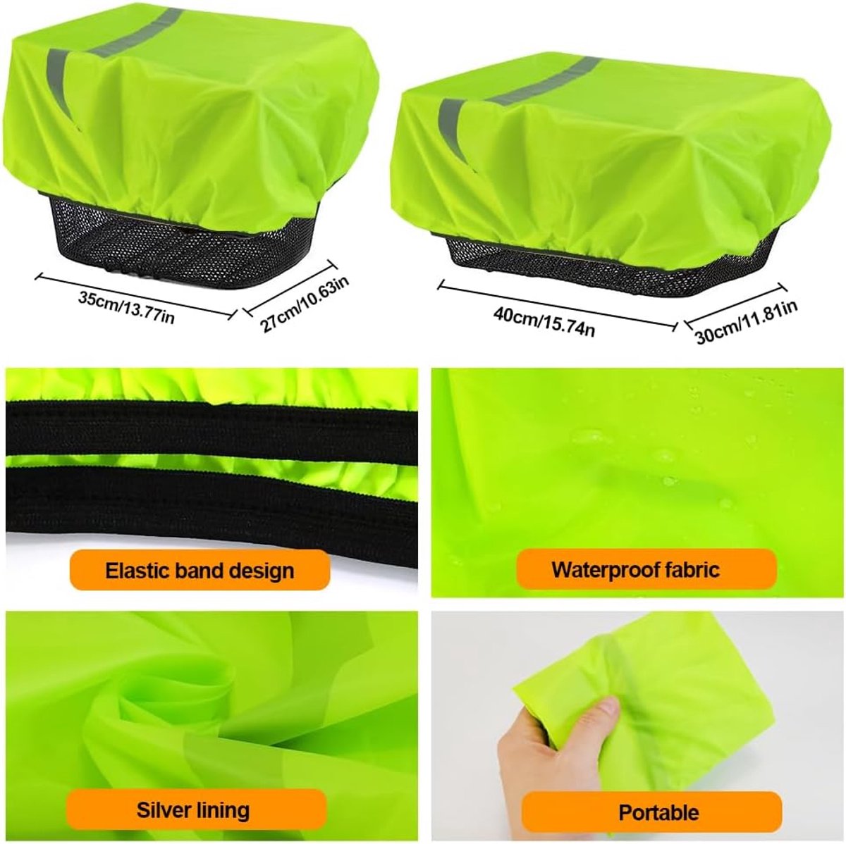 SnelShoppen - Fietsmand Regenhoes Set van 2 - Waterdichte Fietsmand Deksel met Zadelhoes - Ideaal voor Boodschappen, Camping en Fietsers