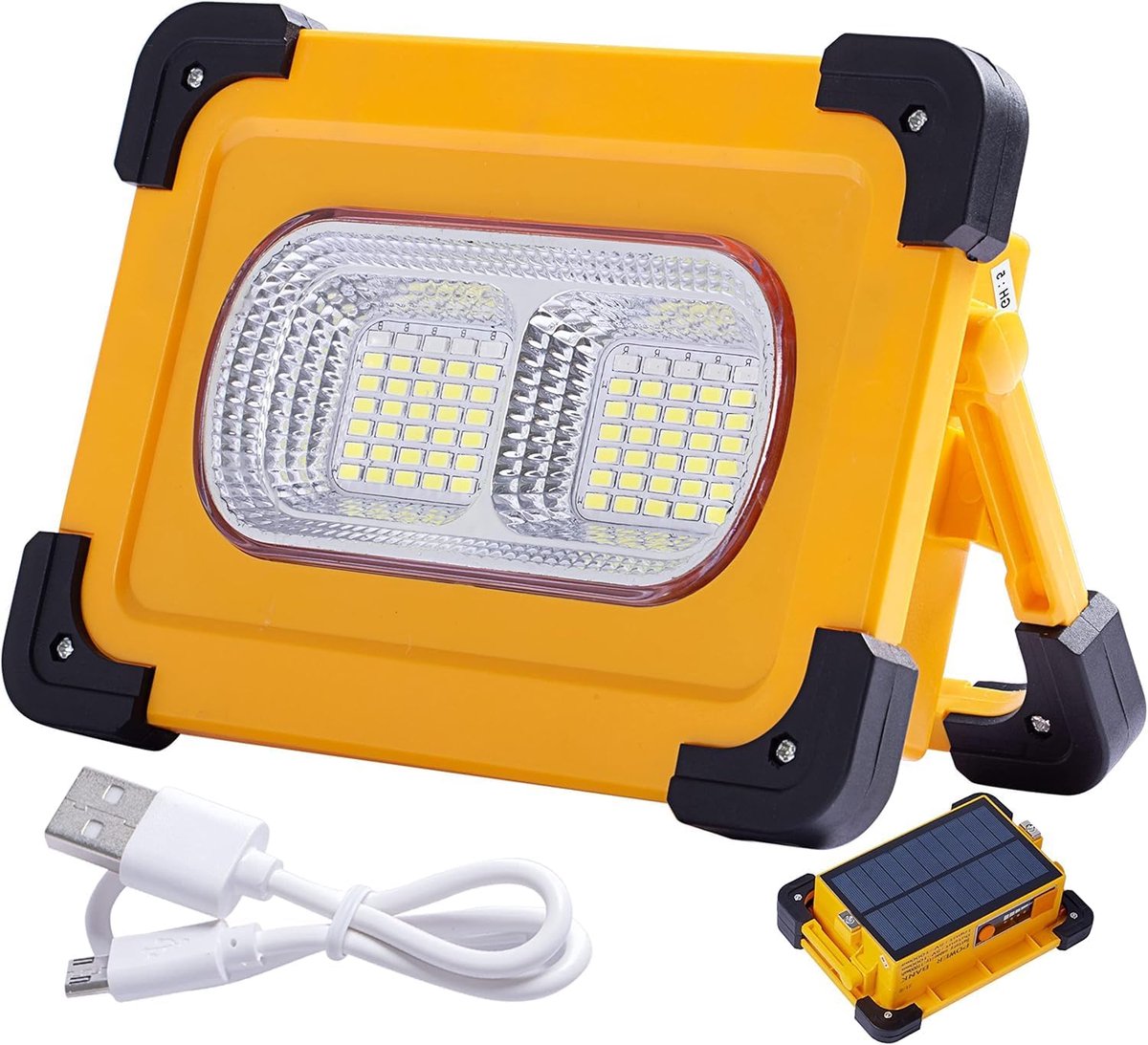 SnelShoppen - Led Bouwlamp 80W, Oplaadbare Solar Werklamp met USB, 11000mAh Batterij, 4 Lichtstanden, Spatwaterdicht IP65, 3000lm Verlichting voor Cam
