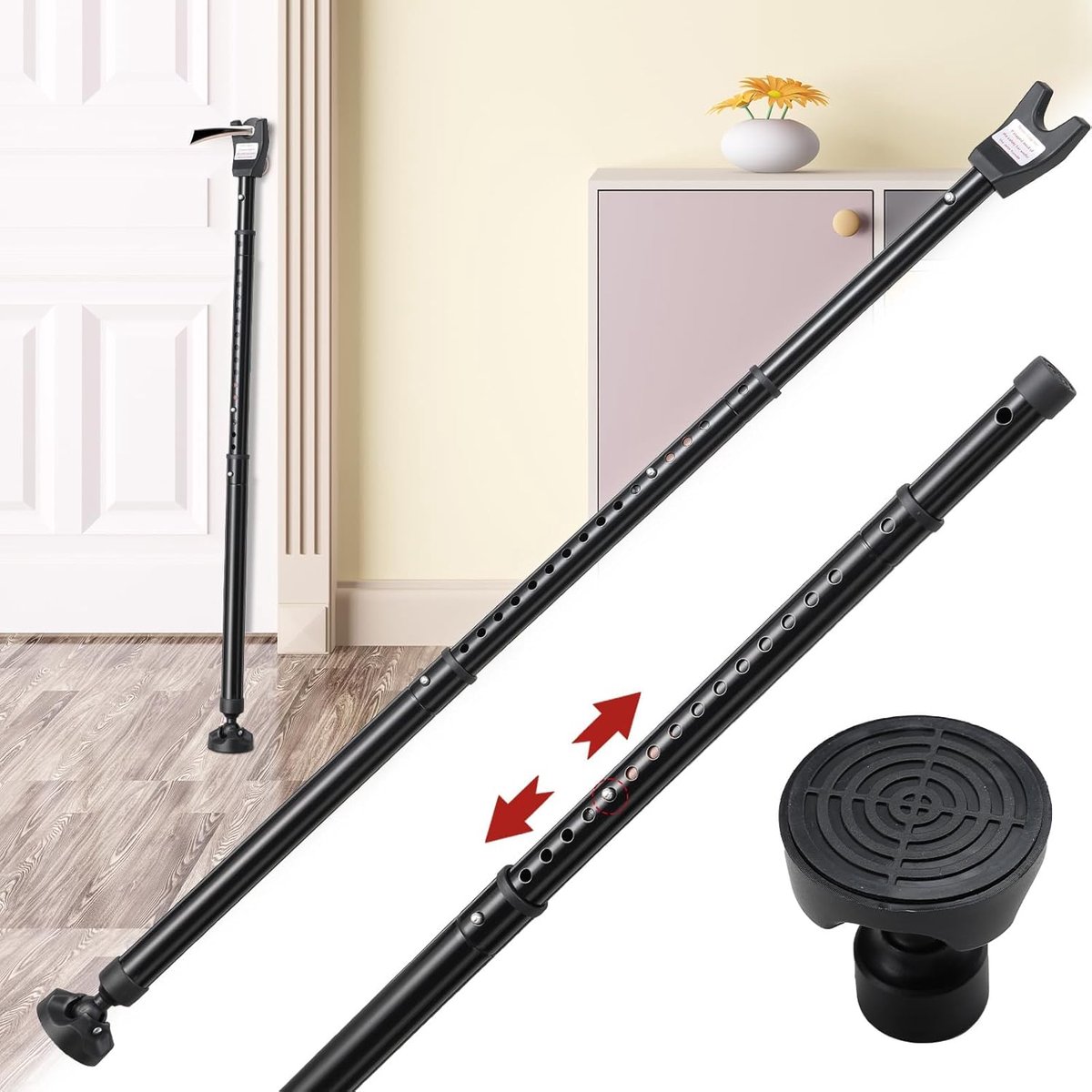 SnelShoppen - Burglary Protection Safety Bar - Deurstopper en Robuuste Veiligheidsbalk voor Schuifdeuren en Ramen - Verstelbaar en Zwart - Ideaal voor