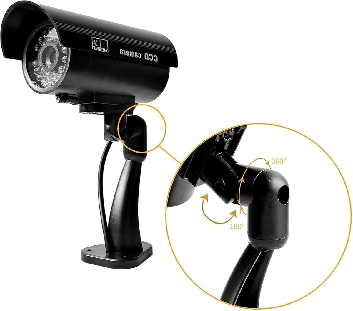 SnelShoppen - 2x Camera Dummy voor Buiten, Weerbestendige Neppcamera met Rode LED Flits voor Binnen en Buiten, Ideaal voor Beveiliging en Inbraakpreve