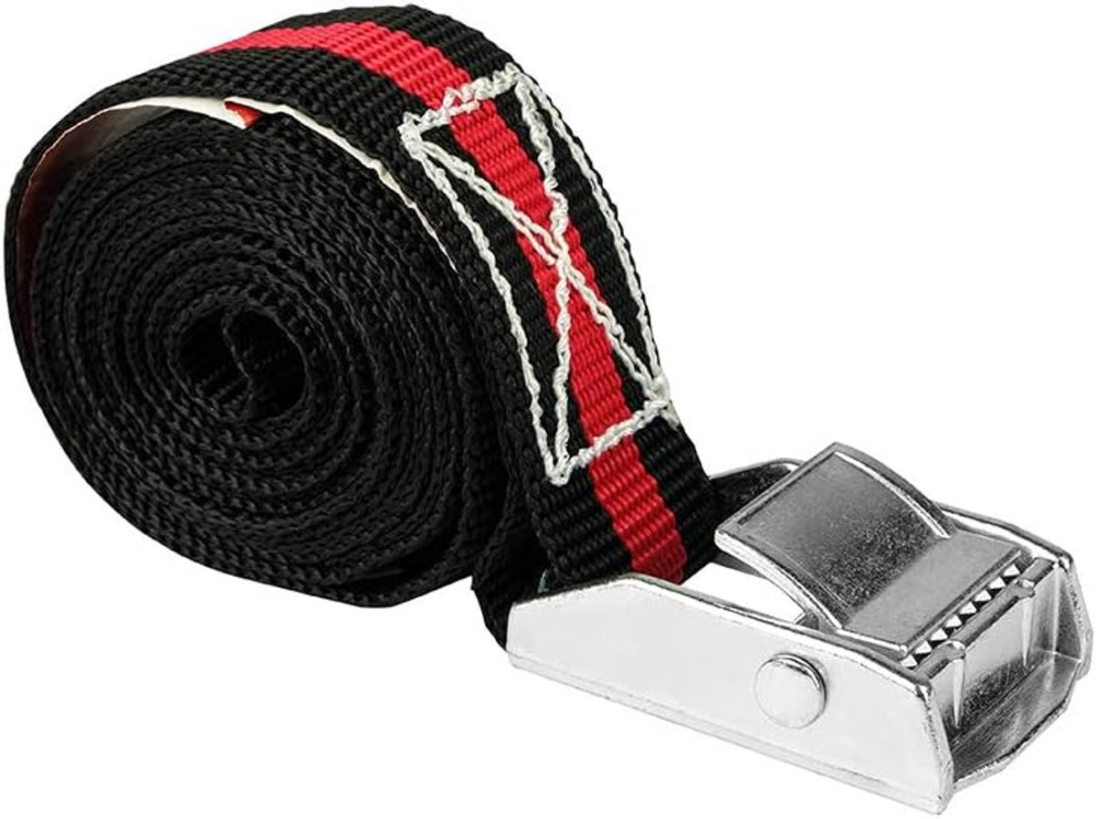 Thijox - Spanband met klemsluiting 1,5 m x 2,5 cm - Geel - Ratel spanband voor ladingbevestiging - Ideaal voor camping, tuin en vervoer